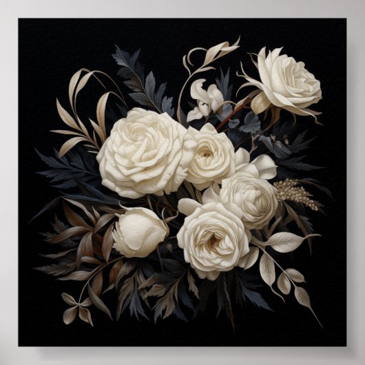  neutraal bloemmotief sublimatie poster (Voorkant)