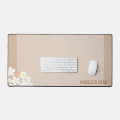 Neutraal Blozend Beige Rand op gevlekt Bord Tan Bureaumat (Keyboard & Muis)