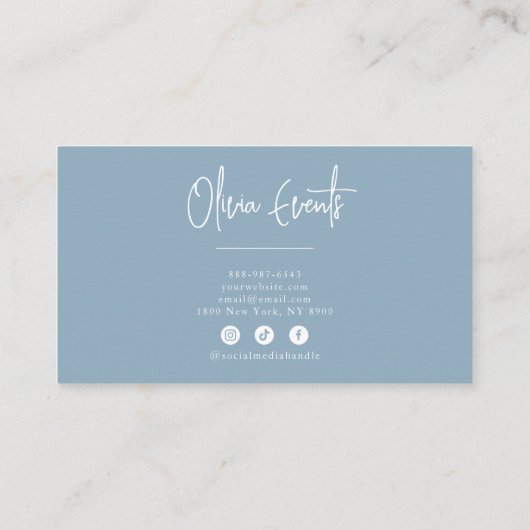 Neutraal Blue Ocean Minimalist Boho Chic Modern Visitekaartje (Achterkant)