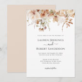 Neutraal Blush Roze Bloemen Huwelijk Kaart (Voorkant / Achterkant)