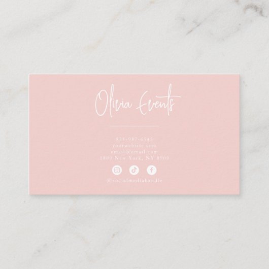 Neutraal Blush Roze Minimalistische Boho Girly Mod Visitekaartje (Achterkant)