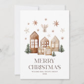 Neutraal Boheems Kerst Compositie Corporate Feestdagenkaart (Voorkant)