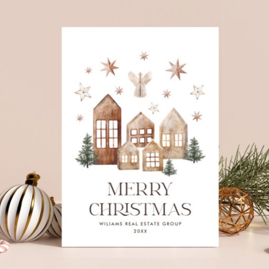 Neutraal Boheems Kerst Compositie Corporate Feestdagenkaart