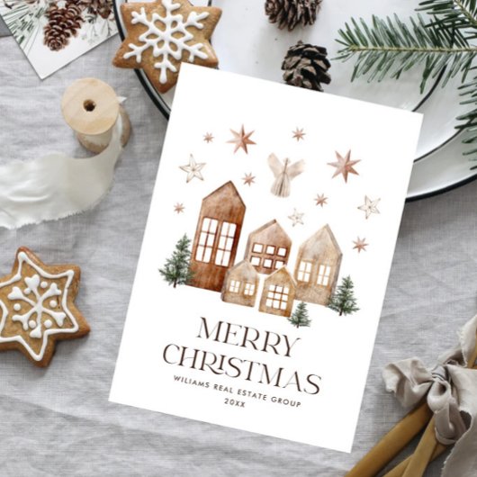 Neutraal Boheems Kerst Compositie Corporate Feestdagenkaart