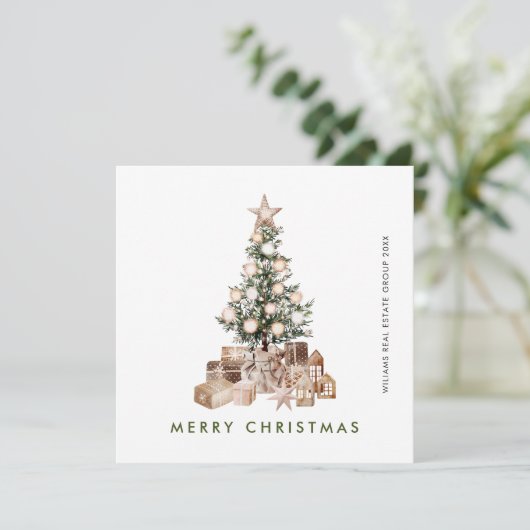 Neutraal Boheemse Kerstboom Bedrijf Feestdagenkaart (Staand voorkant)