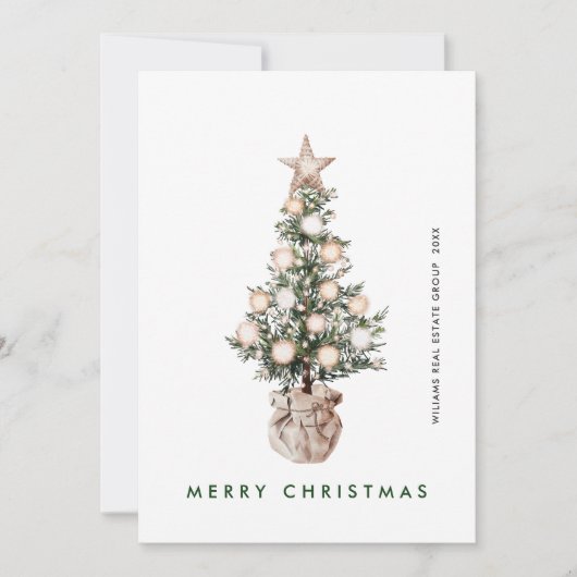 Neutraal Boheemse Kerstboom Bedrijf Feestdagenkaart (Voorkant)