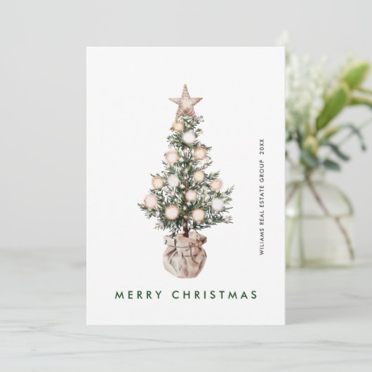 Neutraal Boheemse Kerstboom Bedrijf Feestdagenkaart (Staand voorkant)