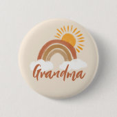 Neutraal Boheemse Oma Baby shower Titel Button (Voorkant)