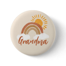 Neutraal Boheemse Oma Baby shower Titel Button