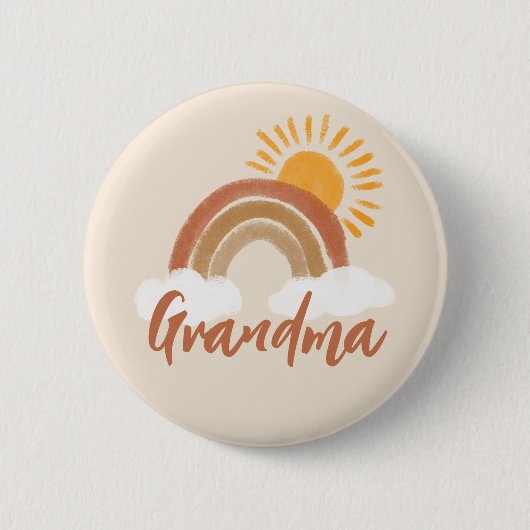Neutraal Boheemse Oma Baby shower Titel Button (Voorkant)