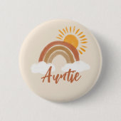 Neutraal Boheemse Tante Baby shower Titel Button (Voorkant)