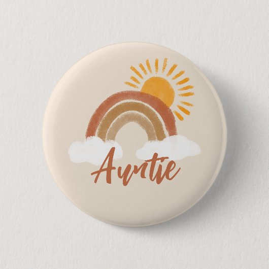 Neutraal Boheemse Tante Baby shower Titel Button (Voorkant)