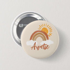 Neutraal Boheemse Tante Baby shower Titel Button
