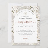 Neutraal Boho Baby shower Uitnodigen – Baby in Blo Kaart (Voorkant)