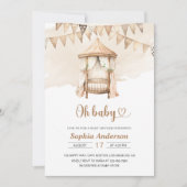 Neutraal Boho Baby shower uitnodiging – Oh Baby th (Voorkant)