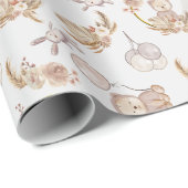 Neutraal Boho Beer Moon Baby shower Cadeaupapier (Rol Hoek)