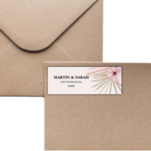 Neutraal Boho Botanisch Huwelijks Retouradres Etiket