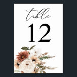 Neutraal Boho Floral Table Number Kaart<br><div class="desc">Maak je bruiloft of feesttafels vast met je Kaart voor neutraal Boho Floral Table Number.</div>