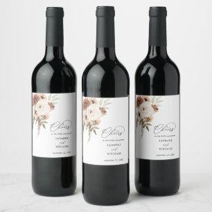 Neutraal Boho Floral Wine Label 2 Wijn Etiket