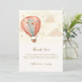 Neutraal Boho Hete Luchtballon Baby shower Bedankkaart (Staand voorkant)