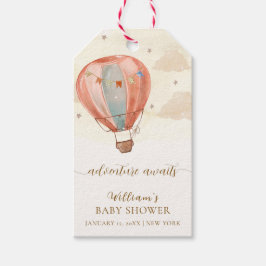 Neutraal Boho  Hete Luchtballon Baby shower Cadeaulabel