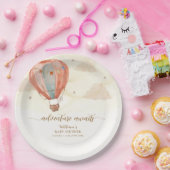 Neutraal Boho  Hete Luchtballon Baby shower Papieren Bordje (Feest)