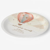 Neutraal Boho  Hete Luchtballon Baby shower Papieren Bordje (Gekanteld)