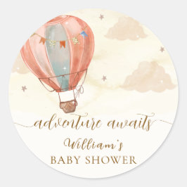 Neutraal Boho  Hete Luchtballon Baby shower Ronde Sticker