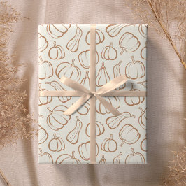 Neutraal Boho Pompoen Patroon Herfst Halloween Fee Cadeaupapier