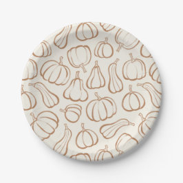 Neutraal Boho Pompoen Patroon Herfst Halloween Fee Papieren Bordje