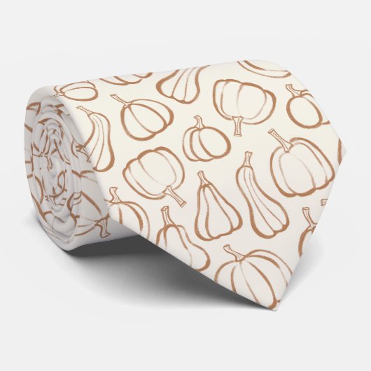 Neutraal Boho Pompoen Patroon Herfst Halloween Fee Stropdas (Opgerold)