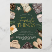 Neutraal Boho Vakantie Favoriete Dingen Feest Folie Uitnodiging (Voorkant)