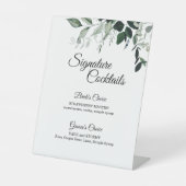 Neutraal Botanical Wedding Cocktail Menu Reclamebord Met Voetstuk (Voorkant)