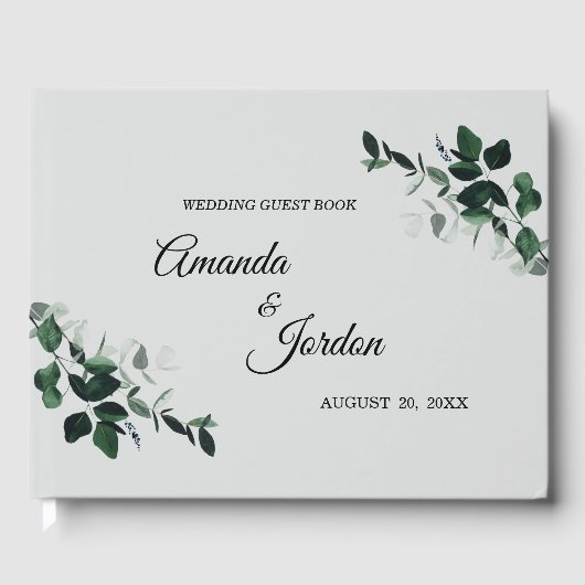 Neutraal Botanical Wedding Guest Book Gastenboek (Voorkant)