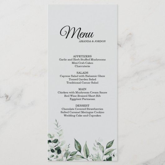 Neutraal Botanical Wedding Menu (Voorkant)