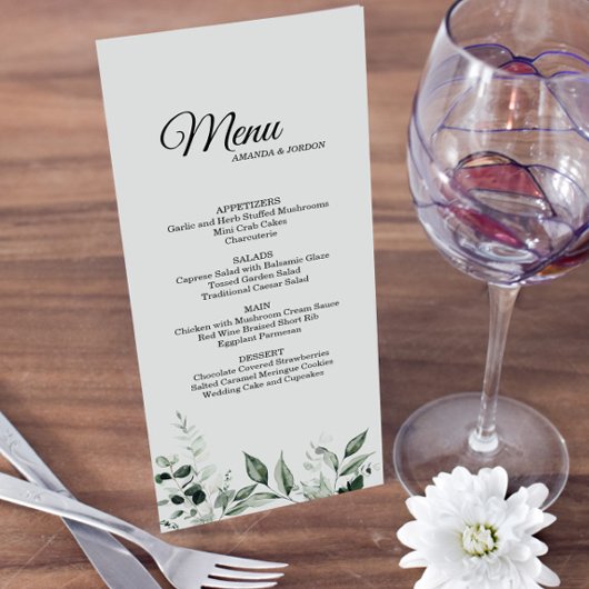 Neutraal Botanical Wedding Menu
