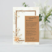 Neutraal botanisch accent bruiloft informatiekaartje (Staand voorkant)