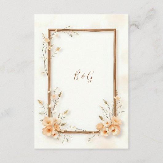 Neutraal botanisch accent bruiloft informatiekaartje (Achterkant)
