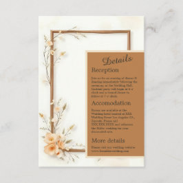 Neutraal botanisch accent bruiloft informatiekaartje