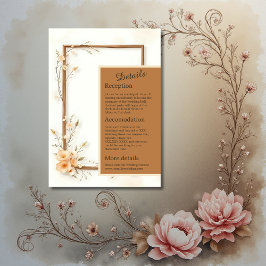 Neutraal botanisch accent bruiloft informatiekaartje