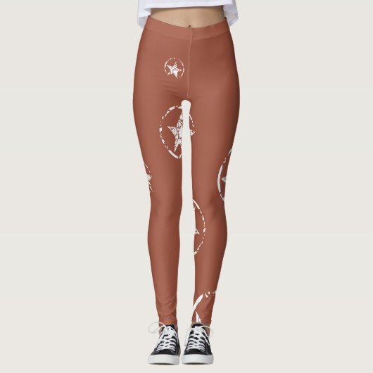 Neutraal Brick Jagged Circle Stars Leggings (Voorkant)