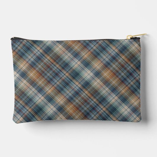 Neutraal bruin beige Blauwgroen blauw geruite tart Etui (Achterkant)