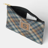 Neutraal bruin beige Blauwgroen blauw geruite tart Etui (Open)