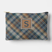 Neutraal bruin beige Blauwgroen blauw geruite tart Etui (Voorkant)