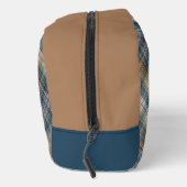 Neutraal bruin beige Blauwgroen blauw geruite tart Toilettasje (Rechts)