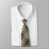 Neutraal bruin beige dierenprint slangenhuid stropdas (Gebonden)