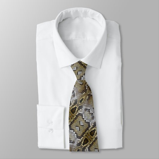 Neutraal bruin beige dierenprint slangenhuid stropdas (Gebonden)