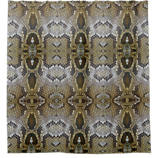 Neutraal bruin beige dierlijk patroon slangenprint douchegordijn (Voorkant)