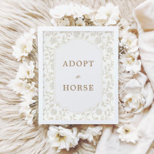 Neutraal bruin bloemmotief 'Adopt a Horse' bord