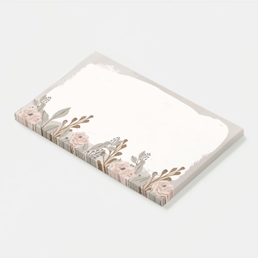 Neutraal bruin bruin bloemig post-it® notes (Schuin)